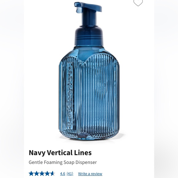 ‘Navy’ Vertical Lines Gentle & Clean Foaming Hand Soap Dispenser by BBW, NWTags - Picture 1 of 6